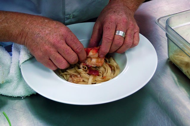 shimp added to lobster blush pasta