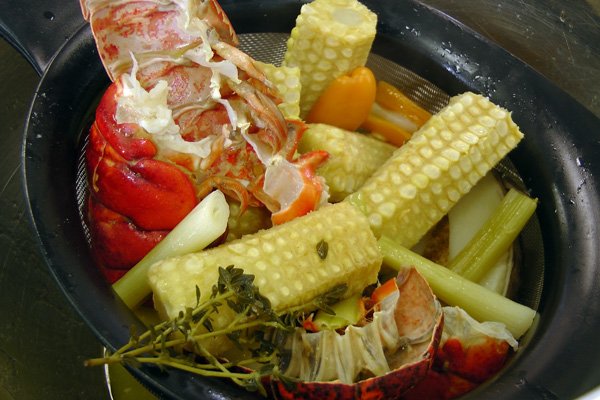 seafood broth with lobster and scallops