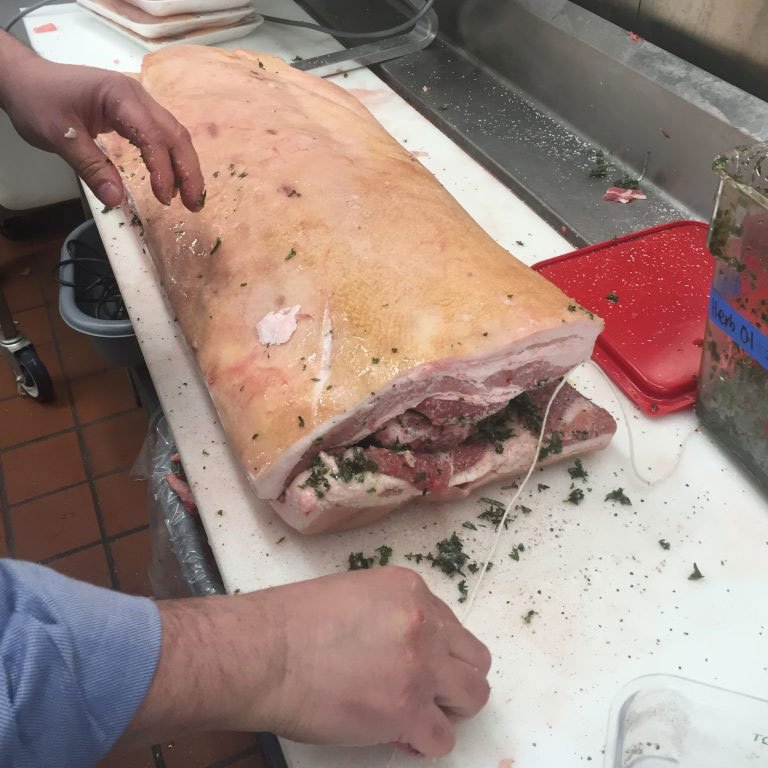 wrapping porchetta