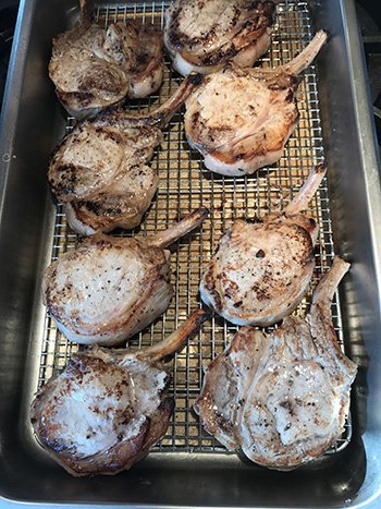 pork chops in a pan