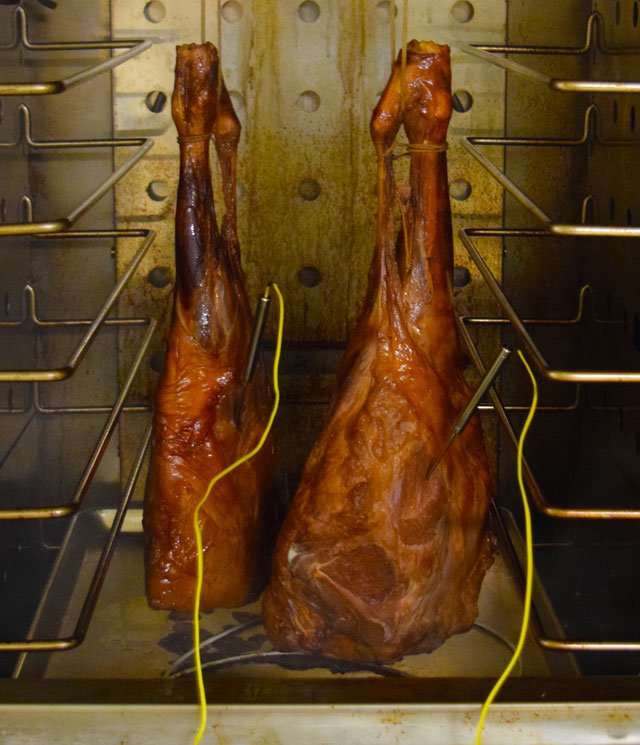 smoking lamb hams