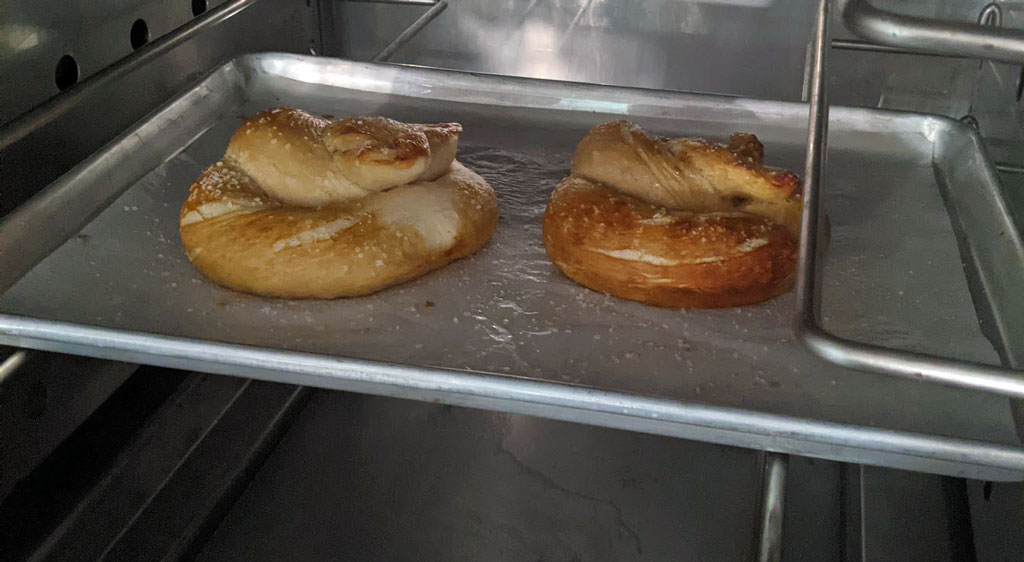 Pretzels in the oven