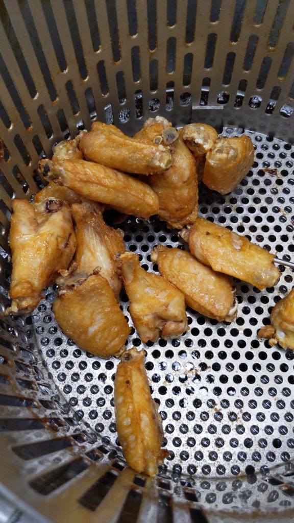 wings in fryer basket