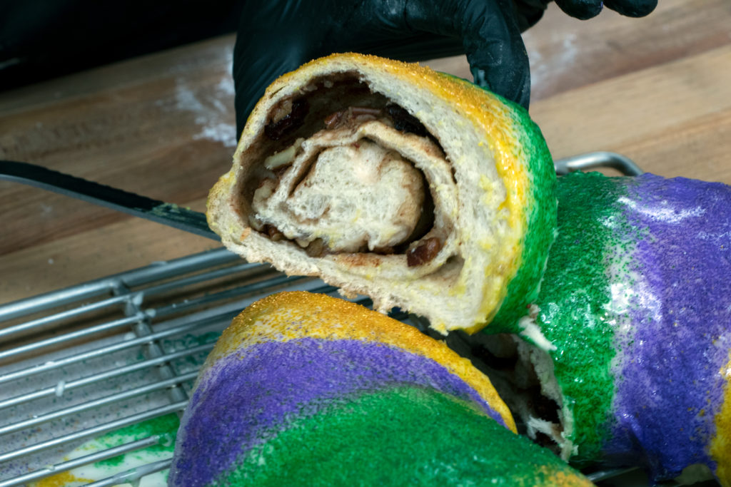 king cake sliced